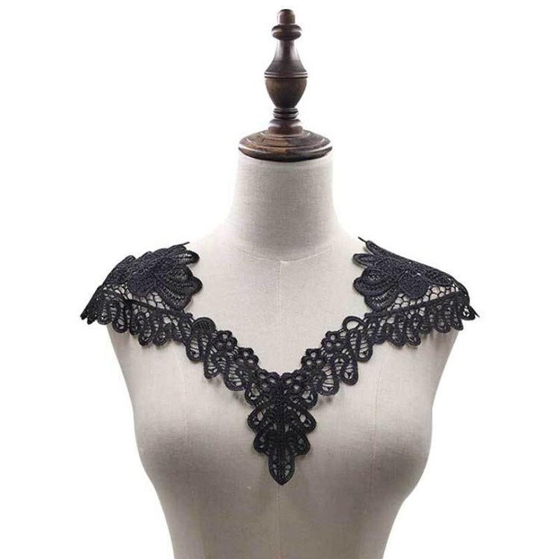 Black Floral/Leaf Lace Embroidered Applique