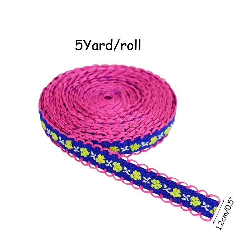 5Yard Flower Embroidered Lace Trim Ribbons