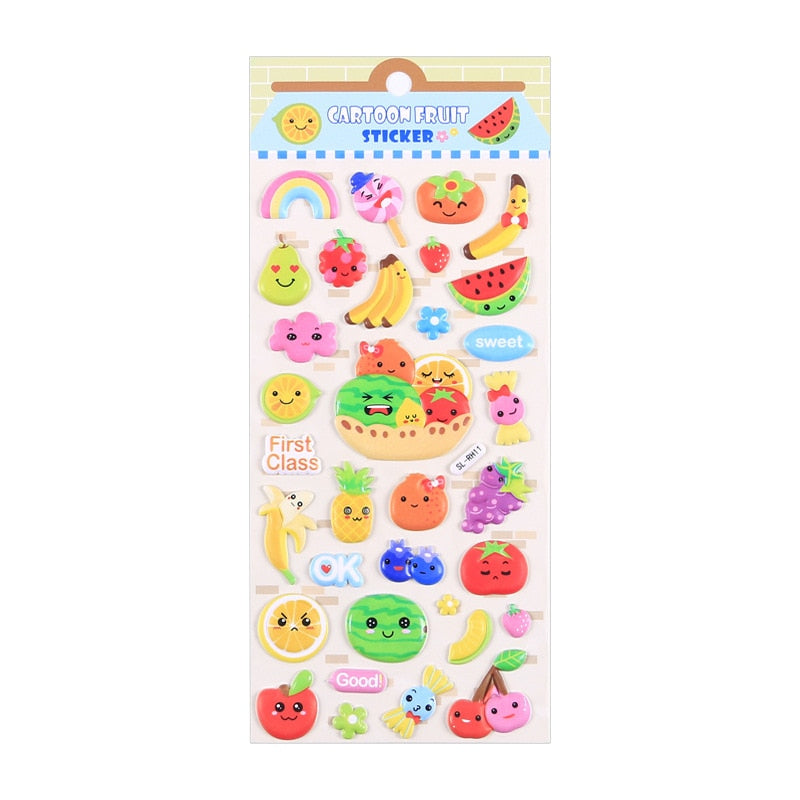 Cute Fruits/Vegetables 3D Puffy Stickers