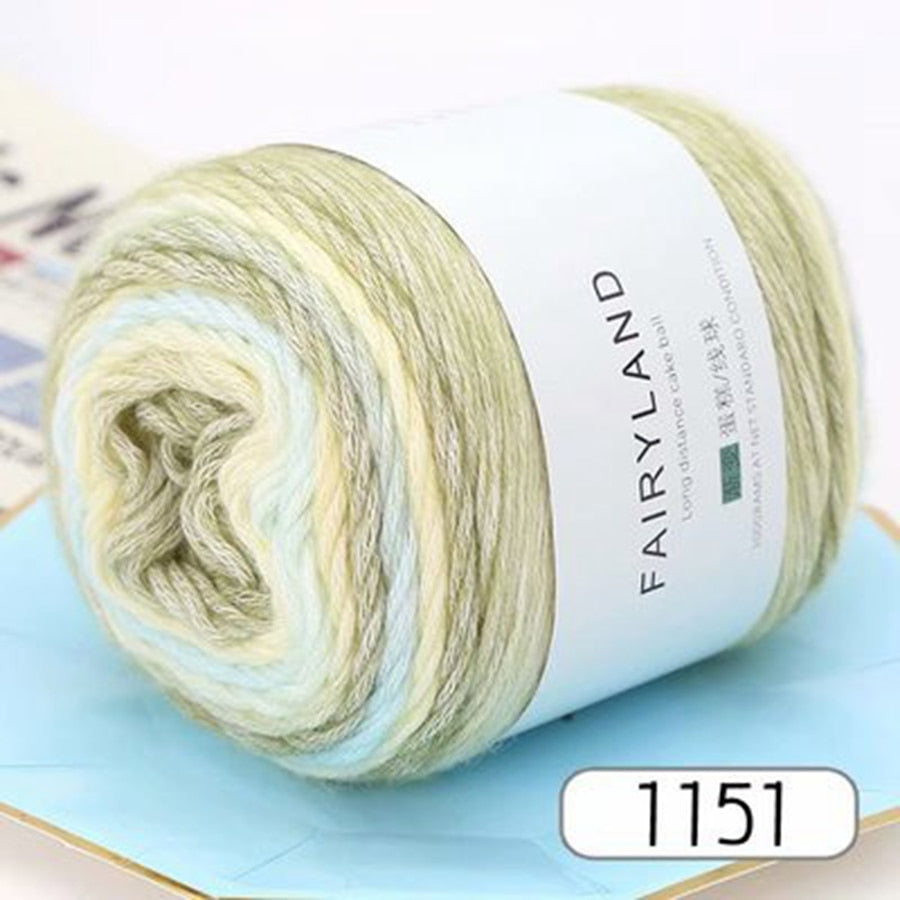 Rainbow Woolen Yarn Soft Hand Woven Cake Yarn