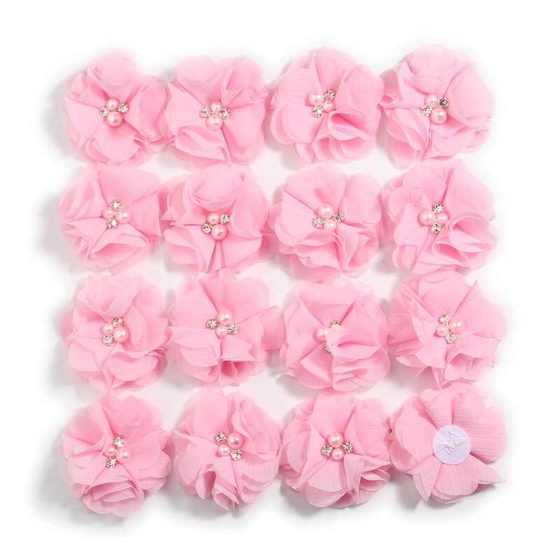 Pearl Cluster Rhinestone Center Chiffon Hair Flower