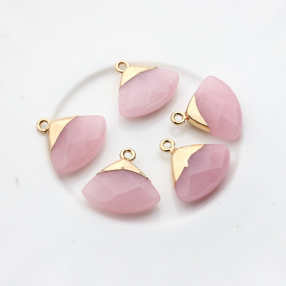 Copper Fan-Shaped Natural Agate Stone Charms (color options)