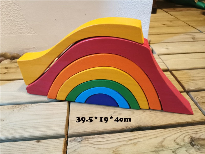 Montessori Wooden Rainbow Stacking Blocks