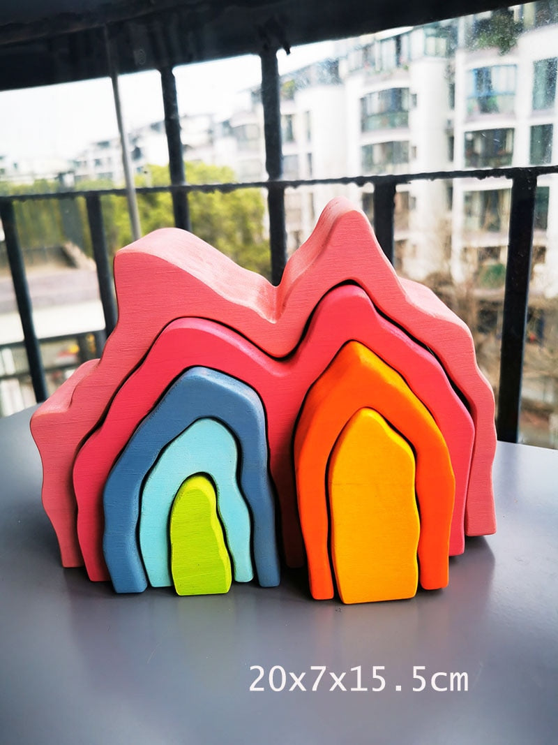 Montessori Wooden Rainbow Stacking Blocks