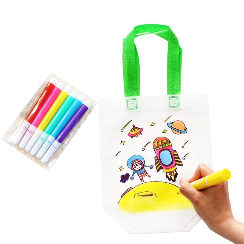 5pc Kids DIY Tote Bag With Watercolor Pen