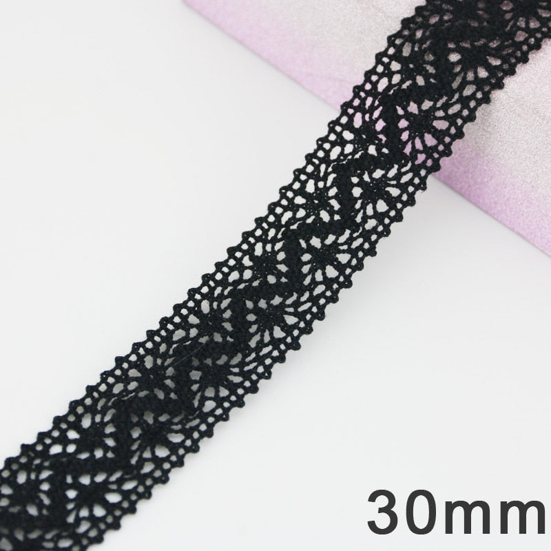 Black Lace Cotton Fabric 5m/roll