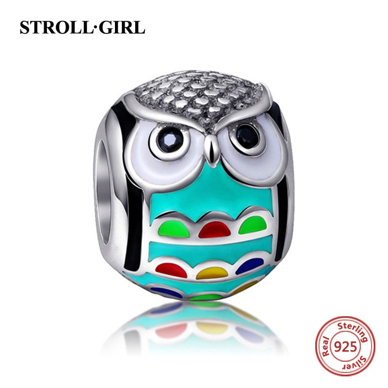 Sterling Silver Colorful Owl Series Charms