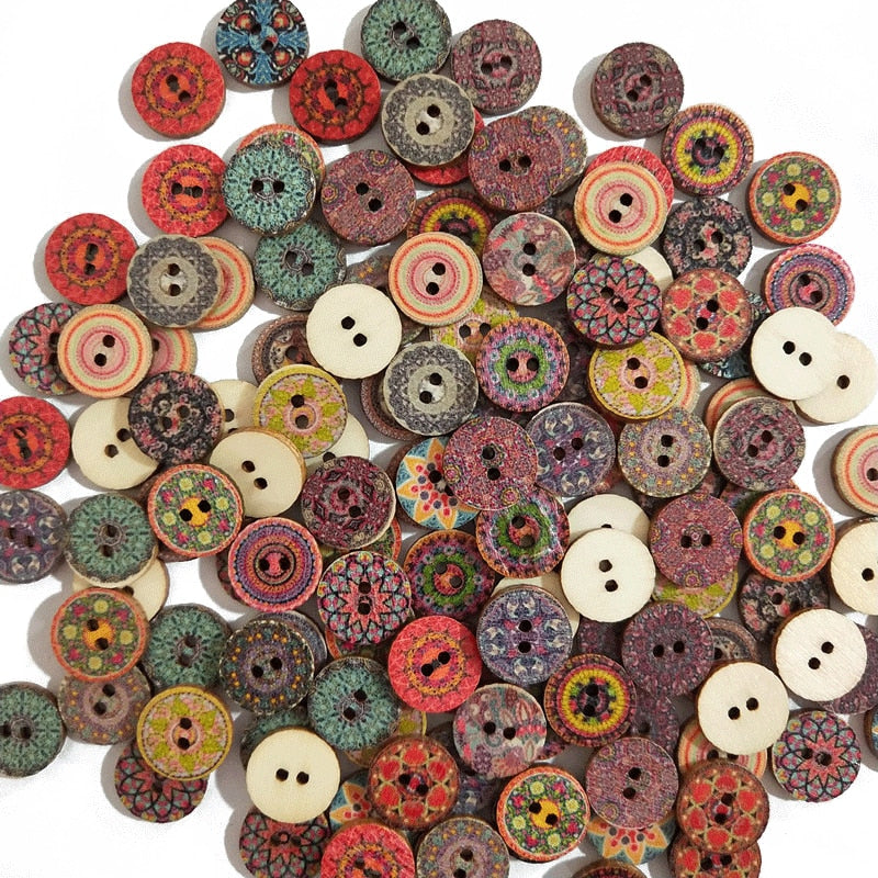 50/set Retro Wooden Buttons