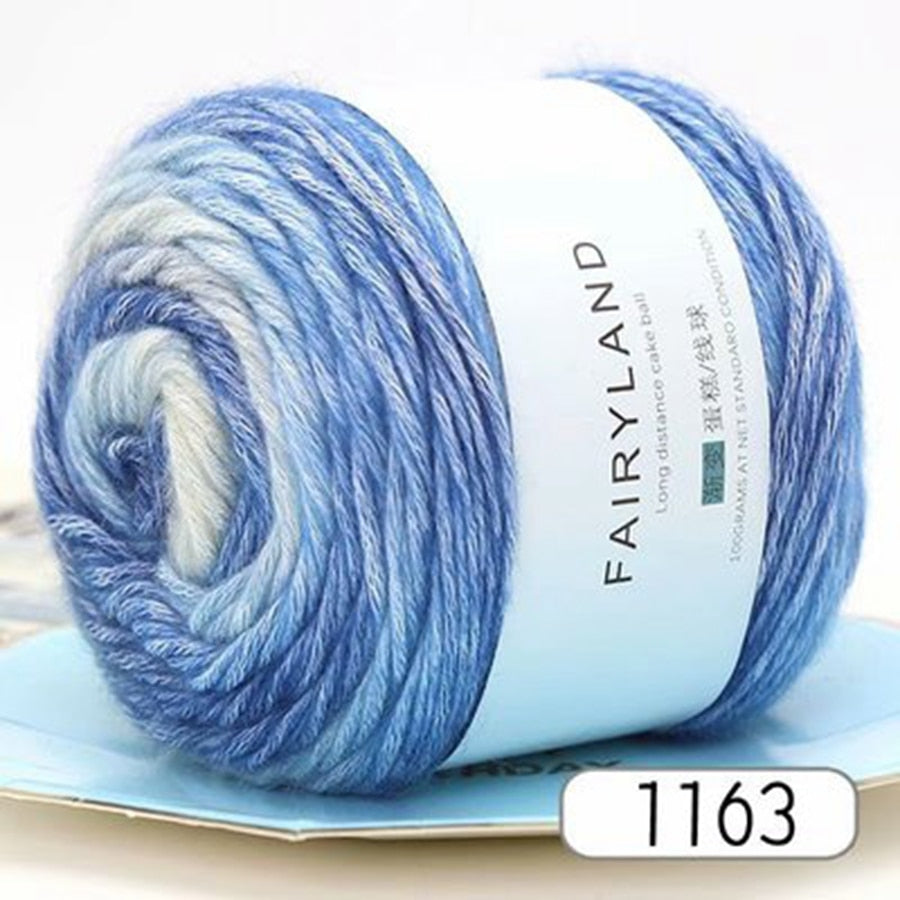 Rainbow Woolen Yarn Soft Hand Woven Cake Yarn