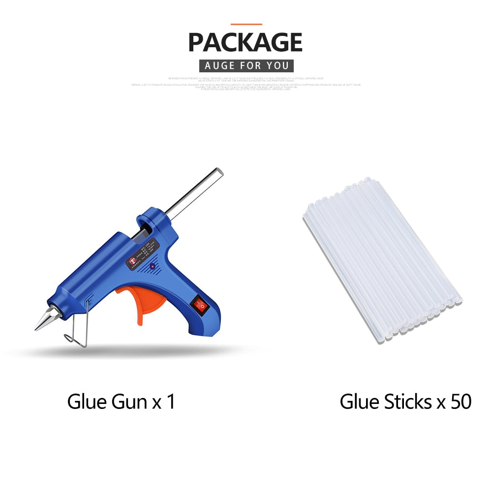 40W Mini Hot Glue Gun Blue, Black, Pink, or Yellow (7mm glue sticks, plug options US/EU/AU)