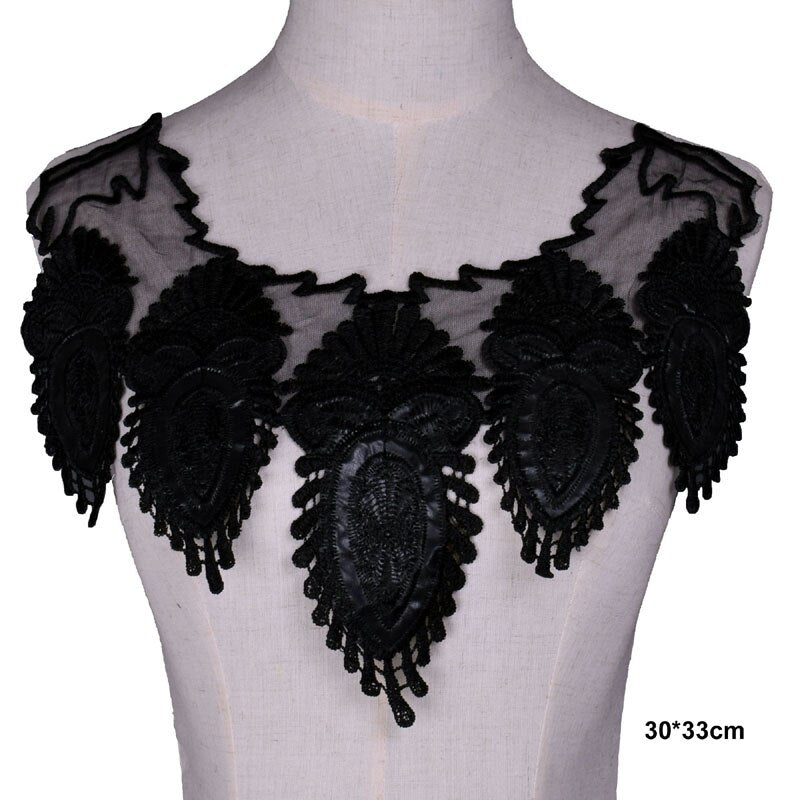 Black Floral/Leaf Lace Embroidered Applique