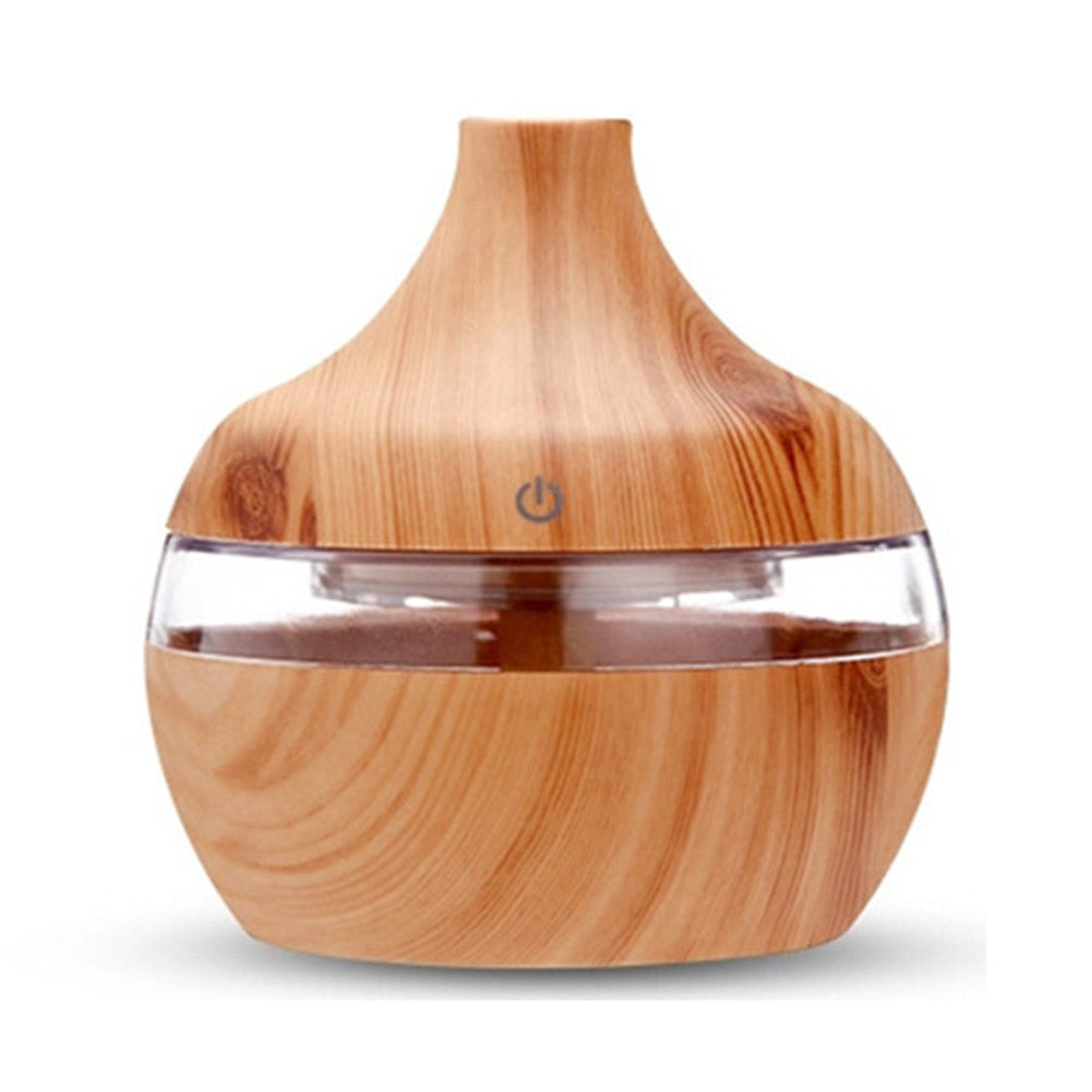 300ml Wood Grain Humidifier/Aroma Diffuser 7 LED Light Displays