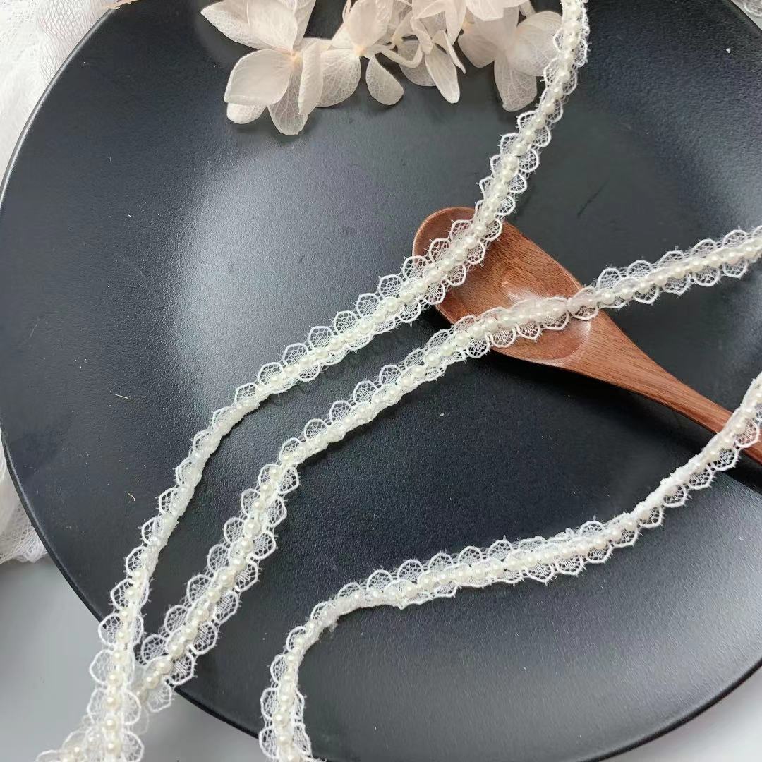 Hand-stitched Pearl Glitter Braided Lace Ribbon