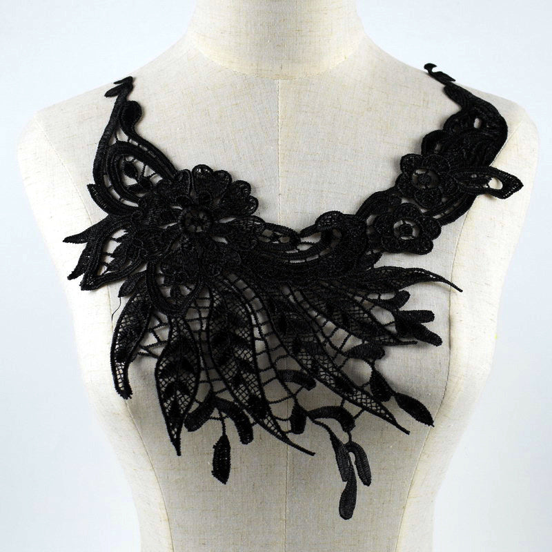 Black Floral/Leaf Lace Embroidered Applique