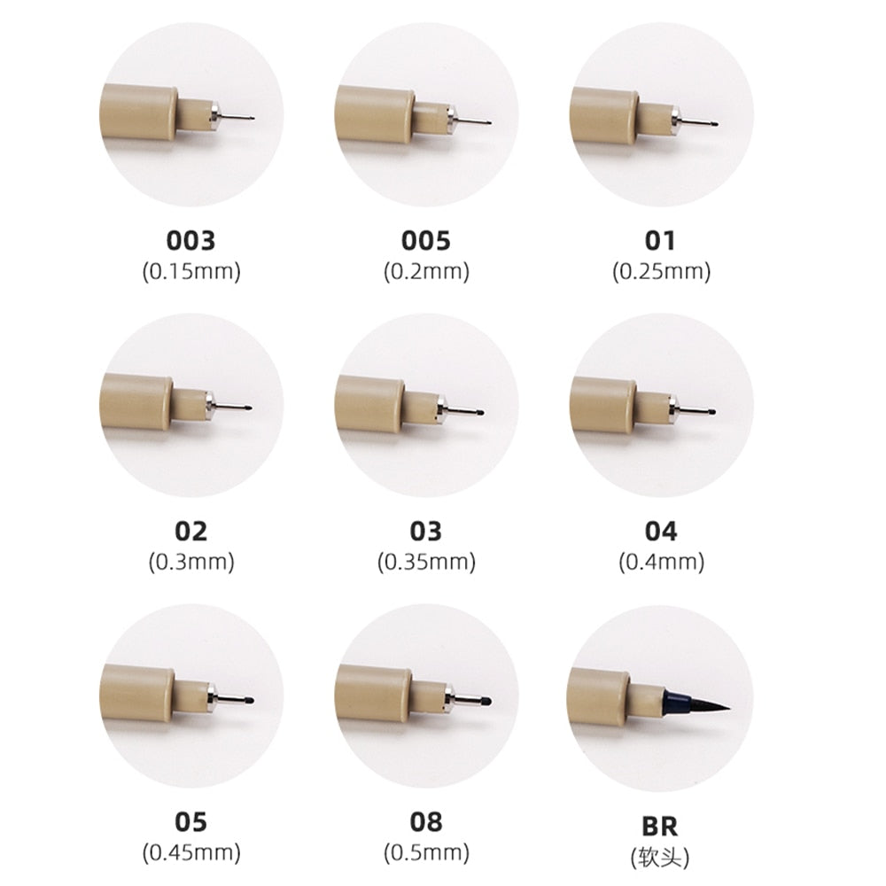 Fine Line Pen/Marker For Sketching, Different Tips 1 or as Set (0.15mm - 1mm)