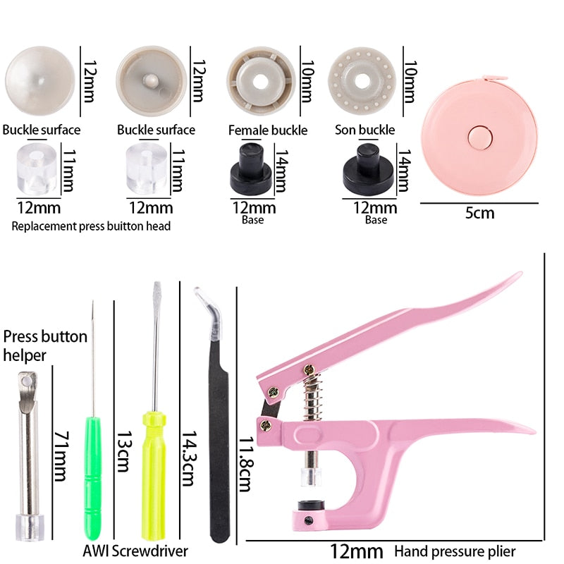 150-900 Sets 36 Color Plastic Snap Buttons with Snaps Pliers Tool Kit & Storage Container