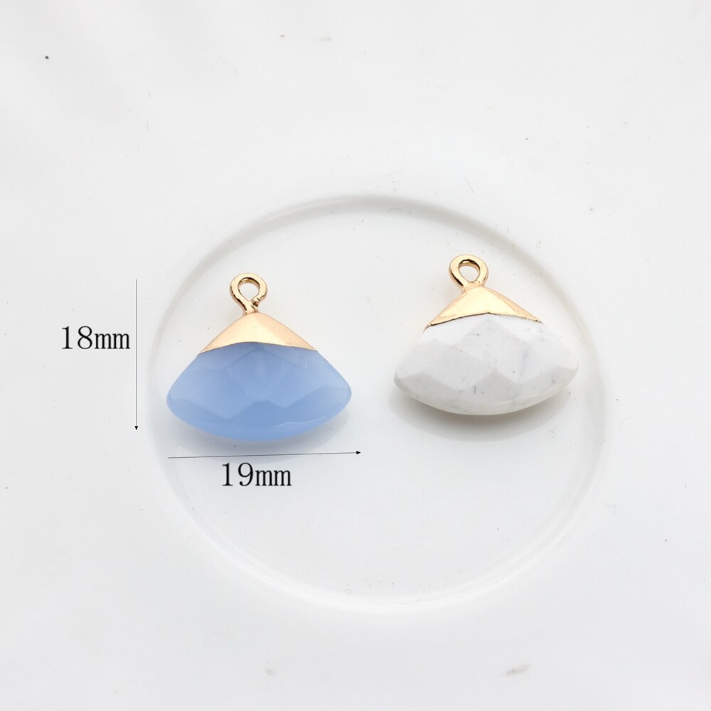 Copper Fan-Shaped Natural Agate Stone Charms (color options)