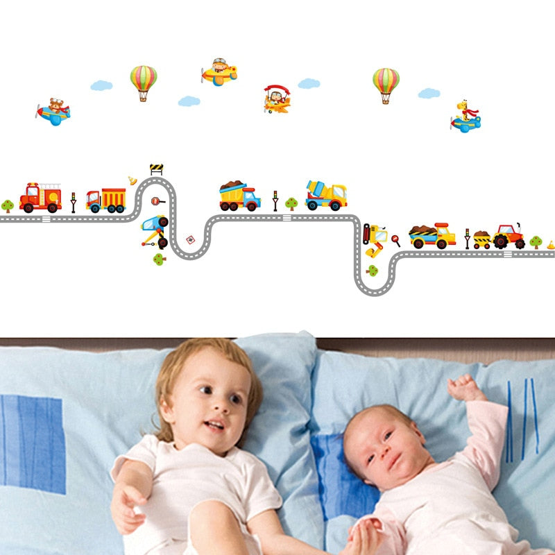 Cartoon Traffic/Road/Cars Wall Stickers