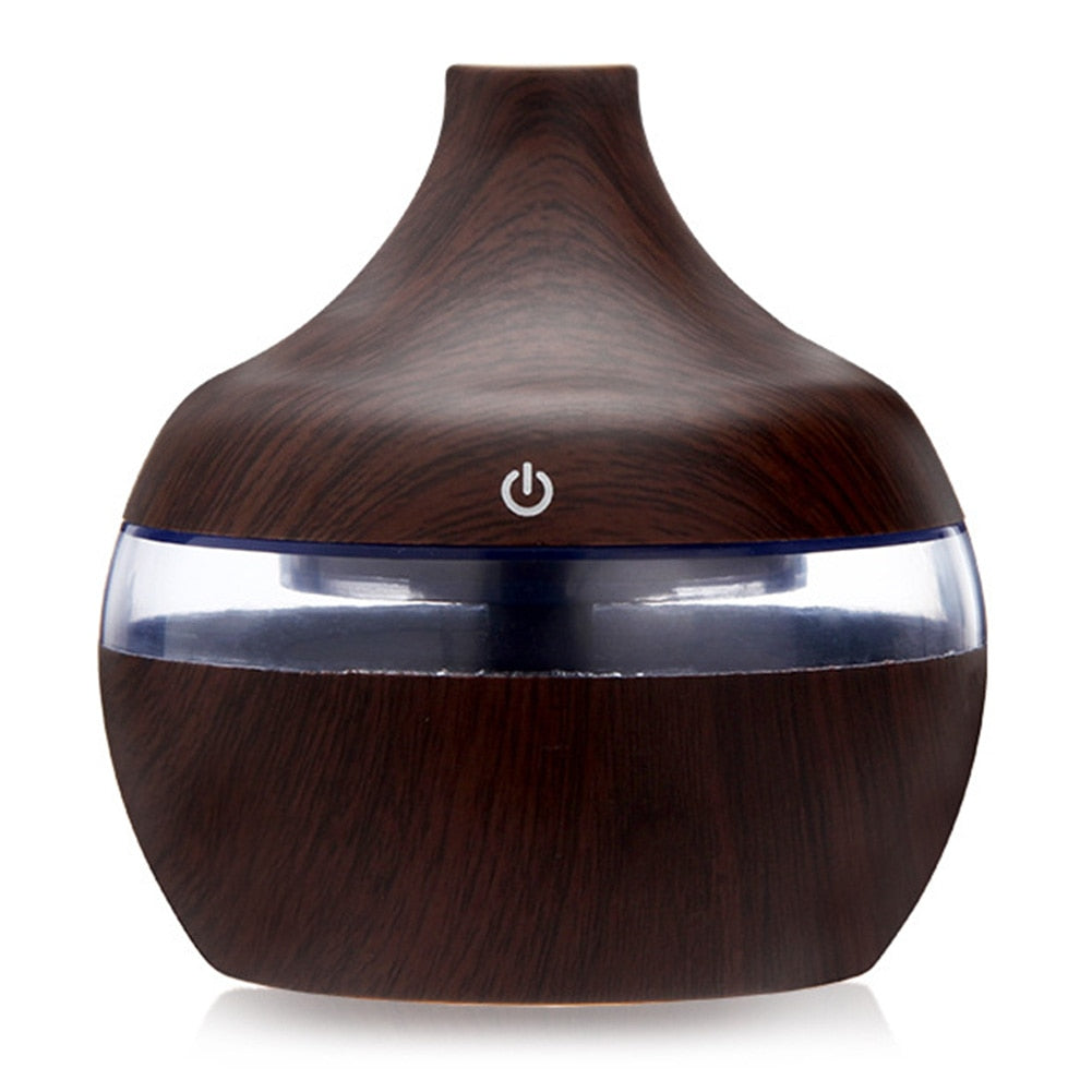 300ml Wood Grain Humidifier/Aroma Diffuser 7 LED Light Displays