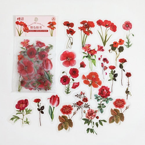 Plant/Nature/Flower Decorative PVC Sticker (40/bag, style option)