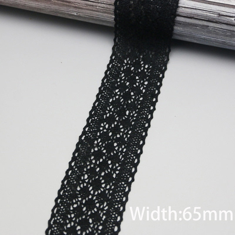 Black Lace Cotton Fabric 5m/roll