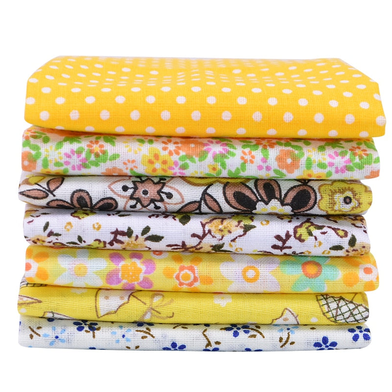 7pcs/set Flower Pattern Cotton Fabric