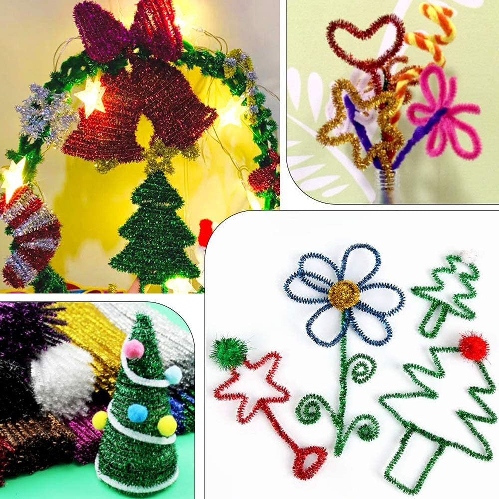 100Pcs Glitter Chenille Pipe Cleaners