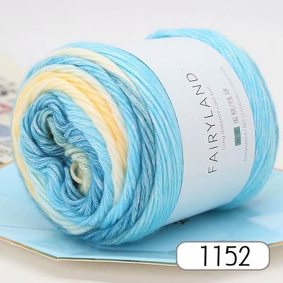 Rainbow Woolen Yarn Soft Hand Woven Cake Yarn