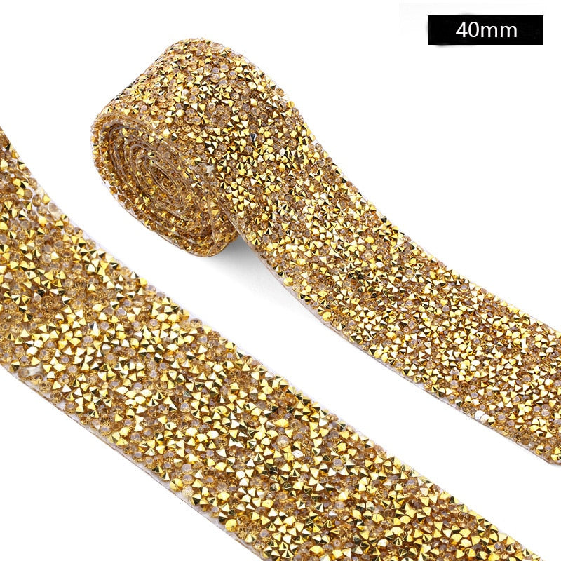 Crystal Motif Rhinestone Tape Ribbon