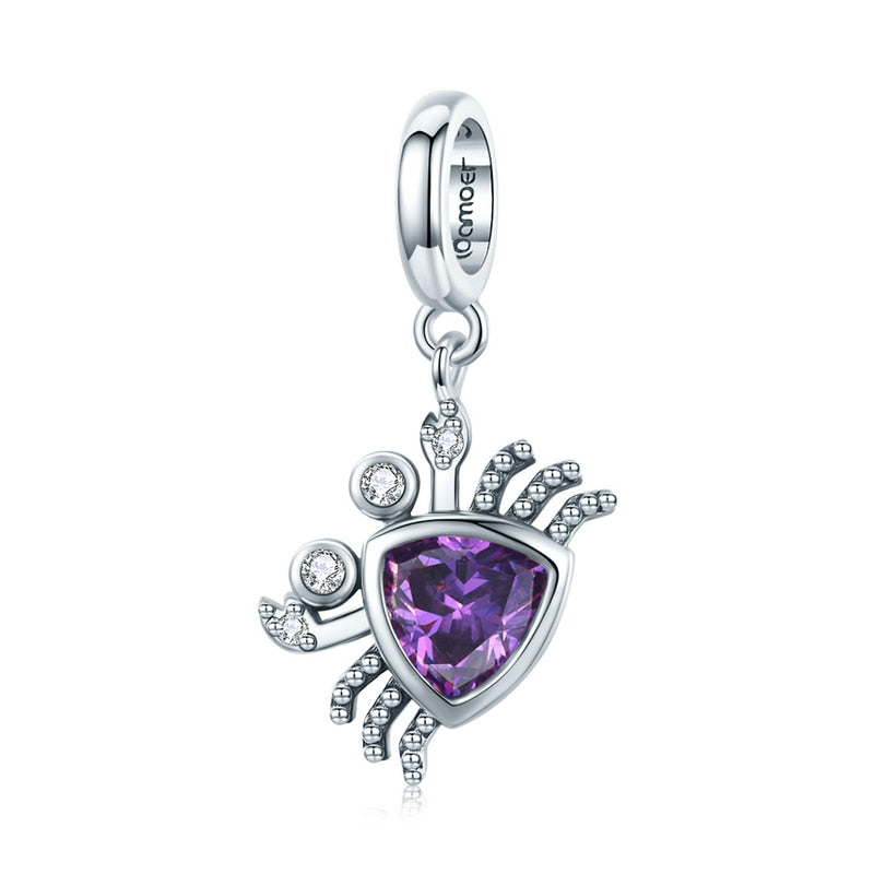 Bamoer Bracelet Sterling Silver Purple Shining Stone Collection Charms