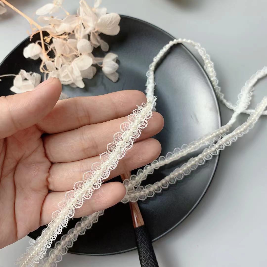 Hand-stitched Pearl Glitter Braided Lace Ribbon