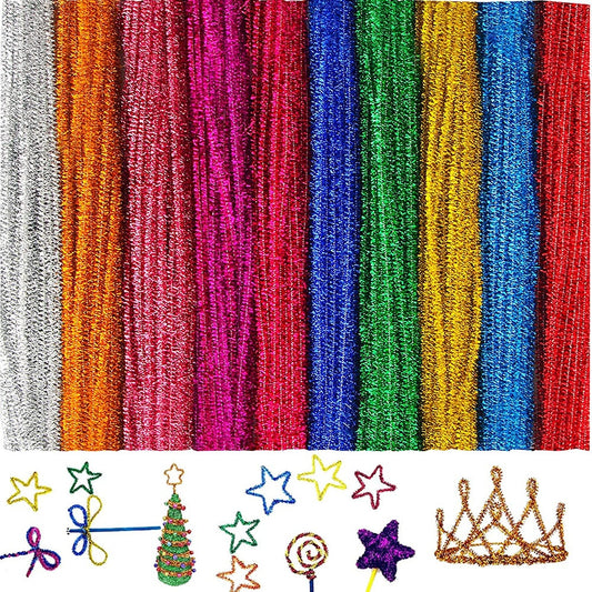 100Pcs Glitter Chenille Pipe Cleaners