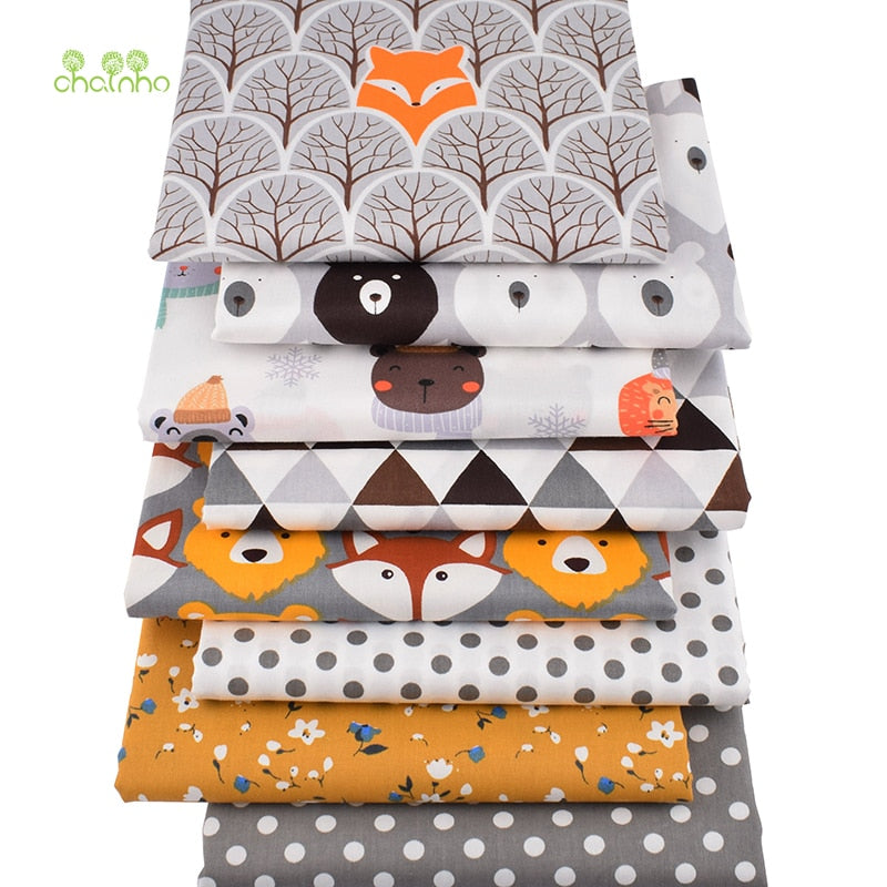 8pc/lot Animals Series Printed Twill Cotton Fabric