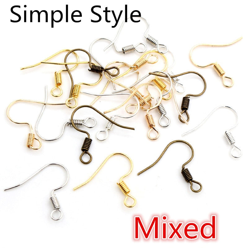 Earring Clasps Hooks 100/lot (color/style options)