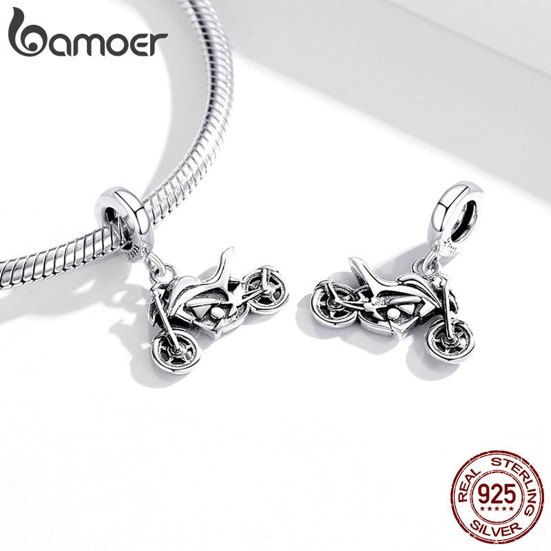 Bamoer Bracelet Sterling Silver Motorcycle Charm