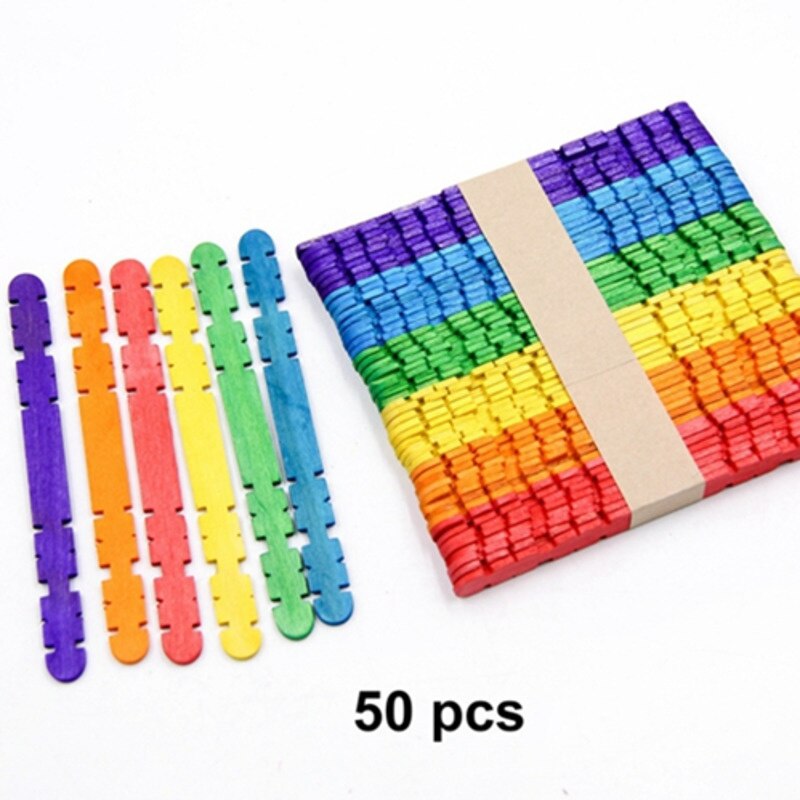 50Pcs/lot Colorful Natural Wood Sticks