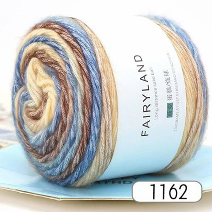 Rainbow Woolen Yarn Soft Hand Woven Cake Yarn