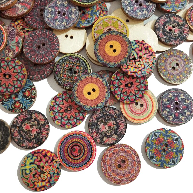 50/set Retro Wooden Buttons