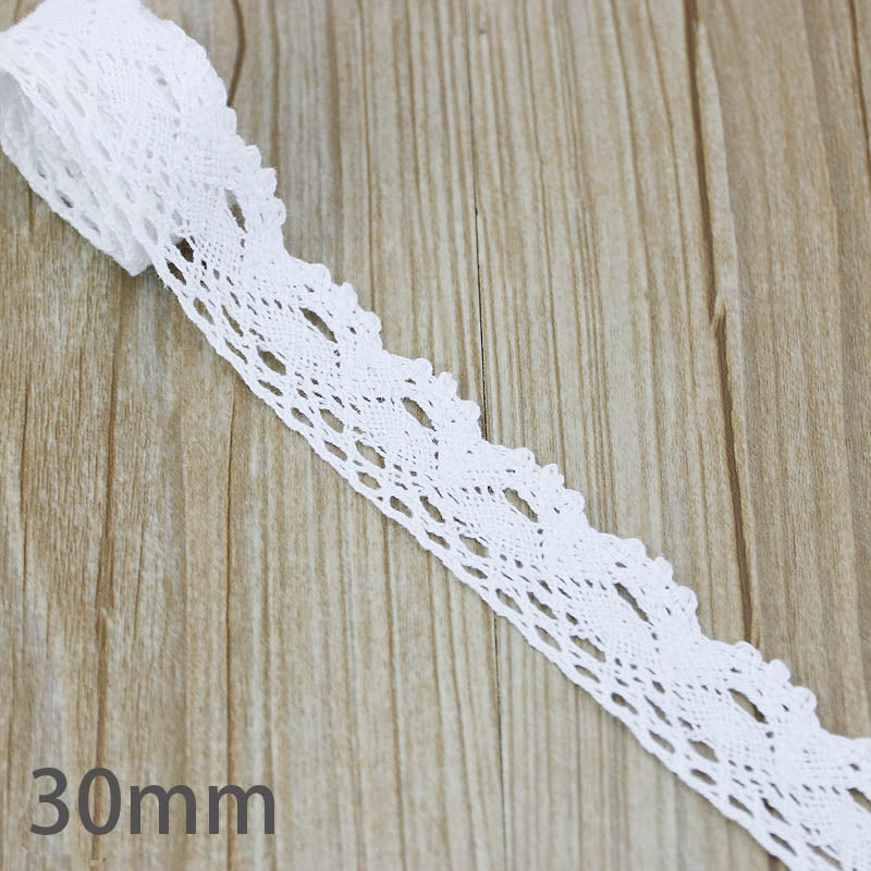 Beige Cotton Embroidered Lace Ribbon 5m/roll