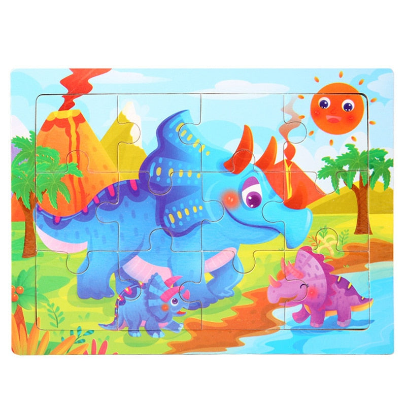 3D Wooden Puzzle Cartoon Animals