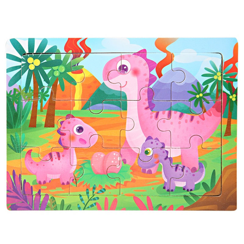 3D Wooden Puzzle Cartoon Animals