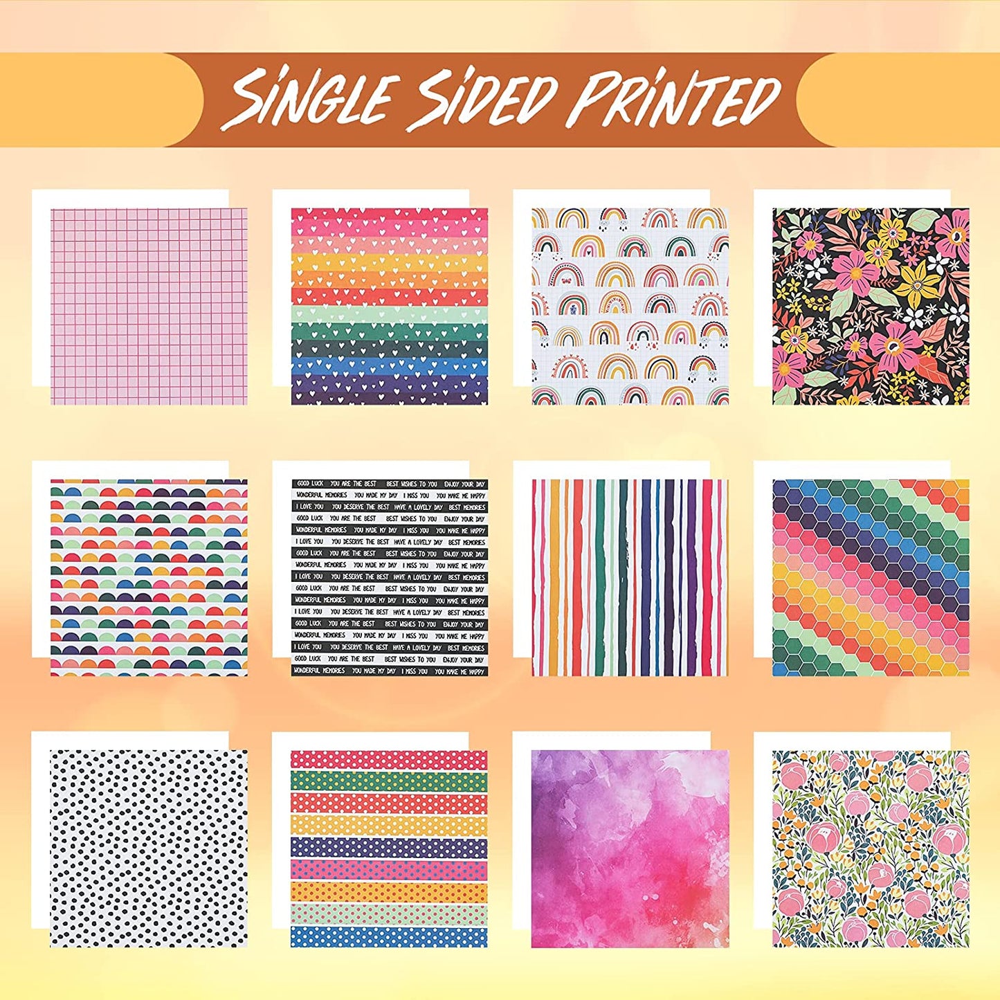 12 Sheet Scrapbook Paper (15x15cm, color/style options)