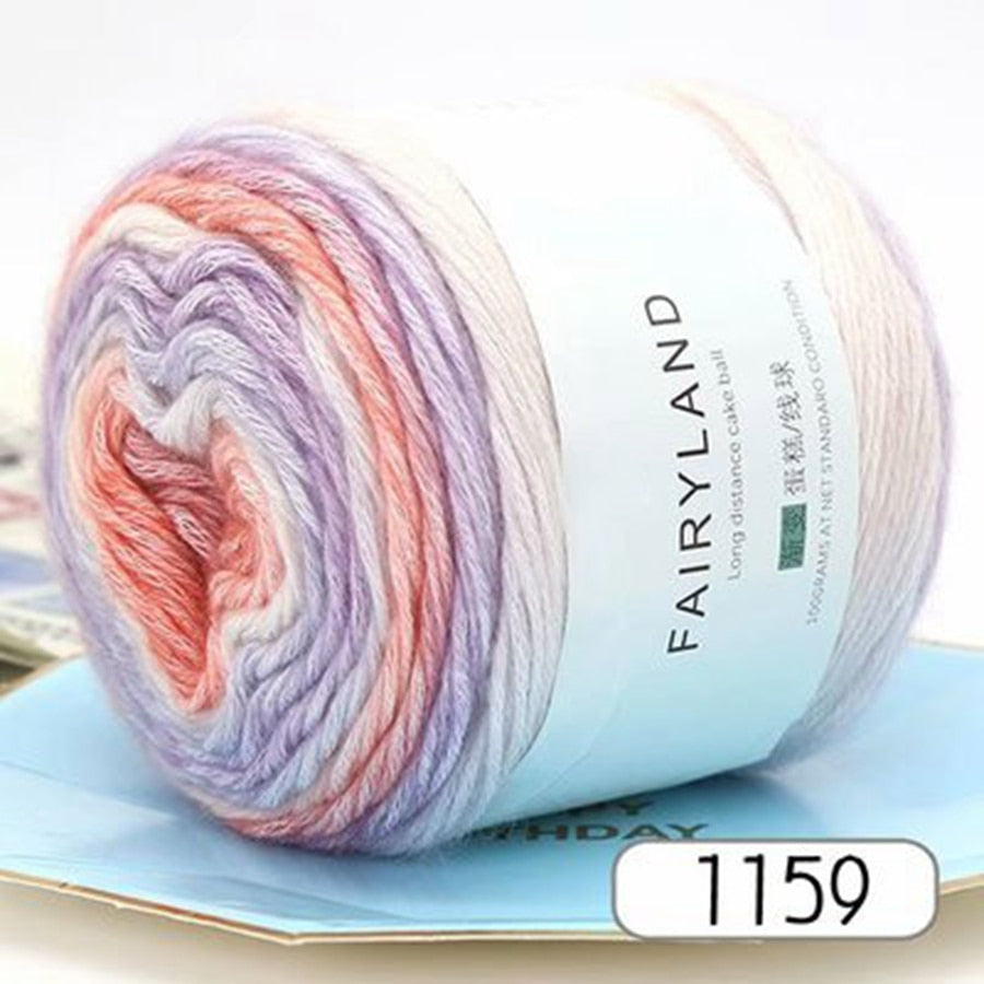 Rainbow Woolen Yarn Soft Hand Woven Cake Yarn