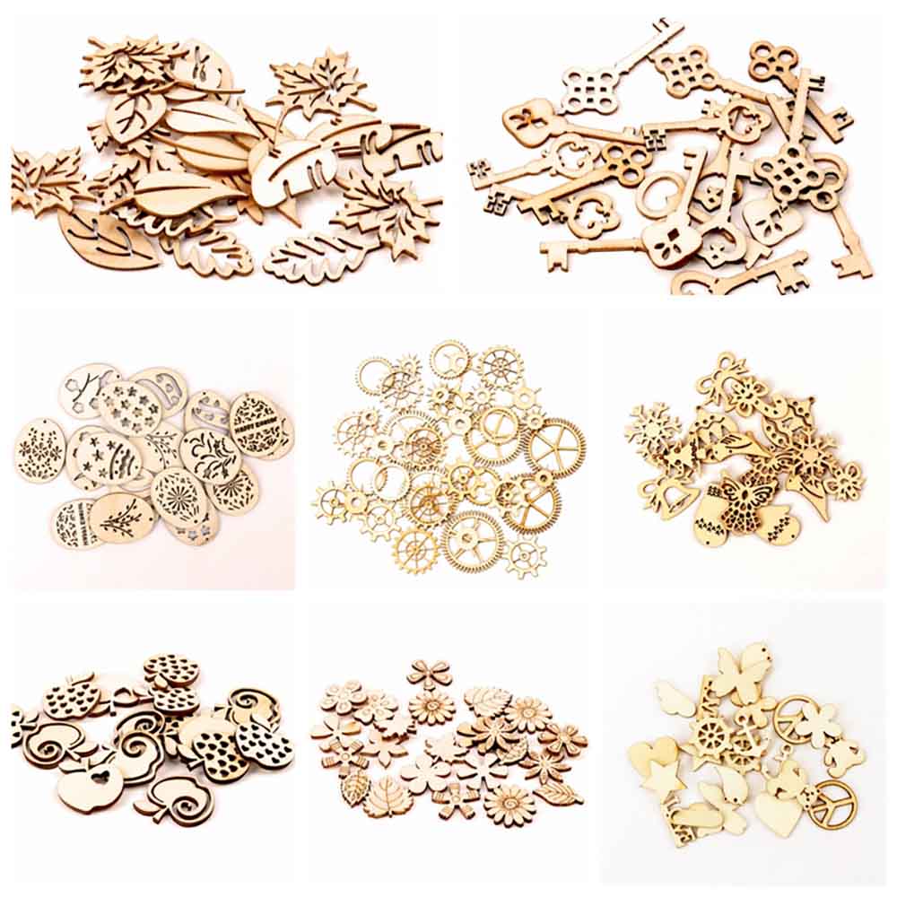 Wooden Decorative Embellishments (style options, 20 or 50/pack)