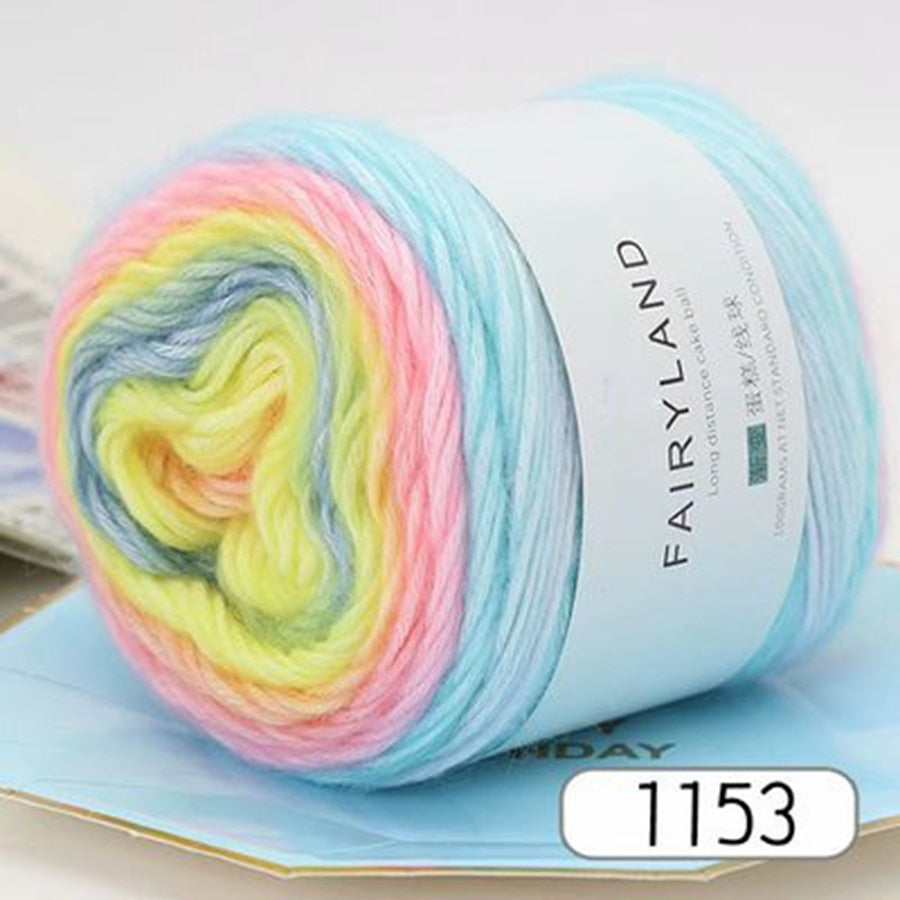 Rainbow Woolen Yarn Soft Hand Woven Cake Yarn