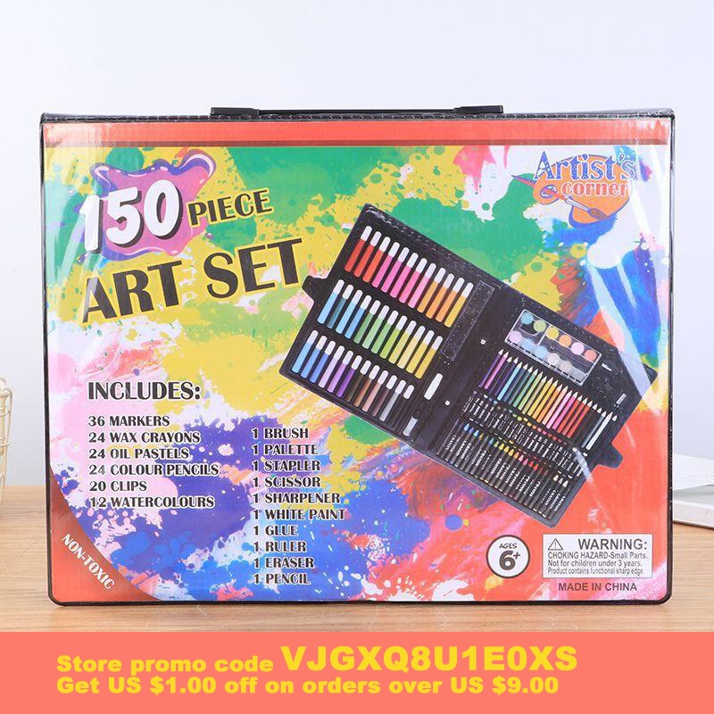 Kids Art Set Includes Watercolor Paints/Pen/Crayon/Oil Pastels (150 pieces/set)