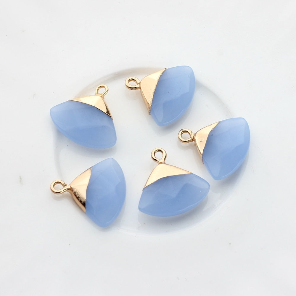 Copper Fan-Shaped Natural Agate Stone Charms (color options)