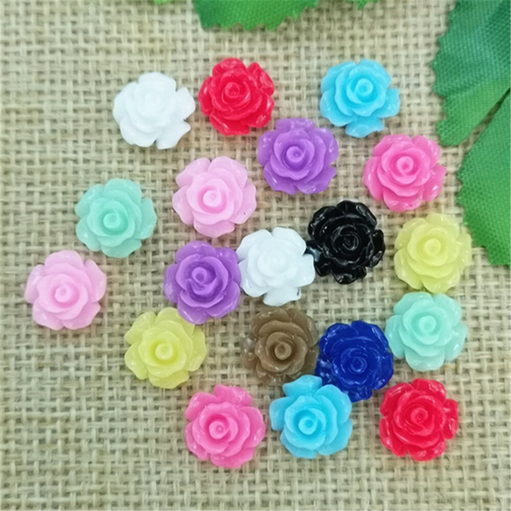 Resin Rose Buds Buttons (80/pack, color options)