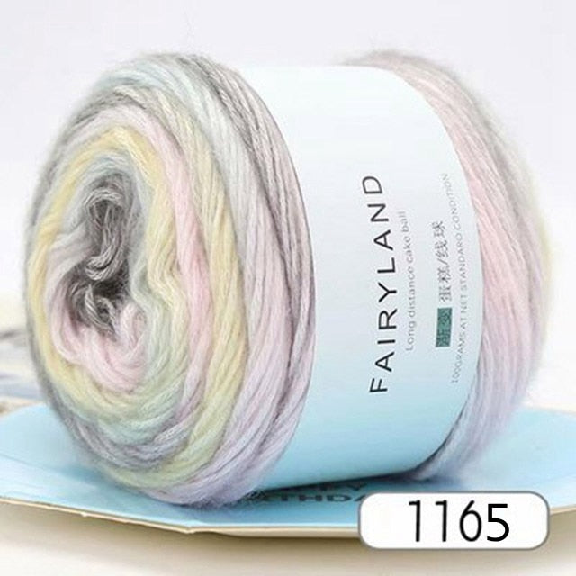 Rainbow Woolen Yarn Soft Hand Woven Cake Yarn