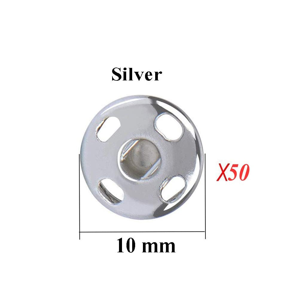 50PCS Sew On Metal Snap Buttons